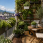 Balcon urbain agrémenté de fleurs, plantes aromatiques et jardinières design pour apporter couleur, biodiversité et fraîcheur à votre extérieur.